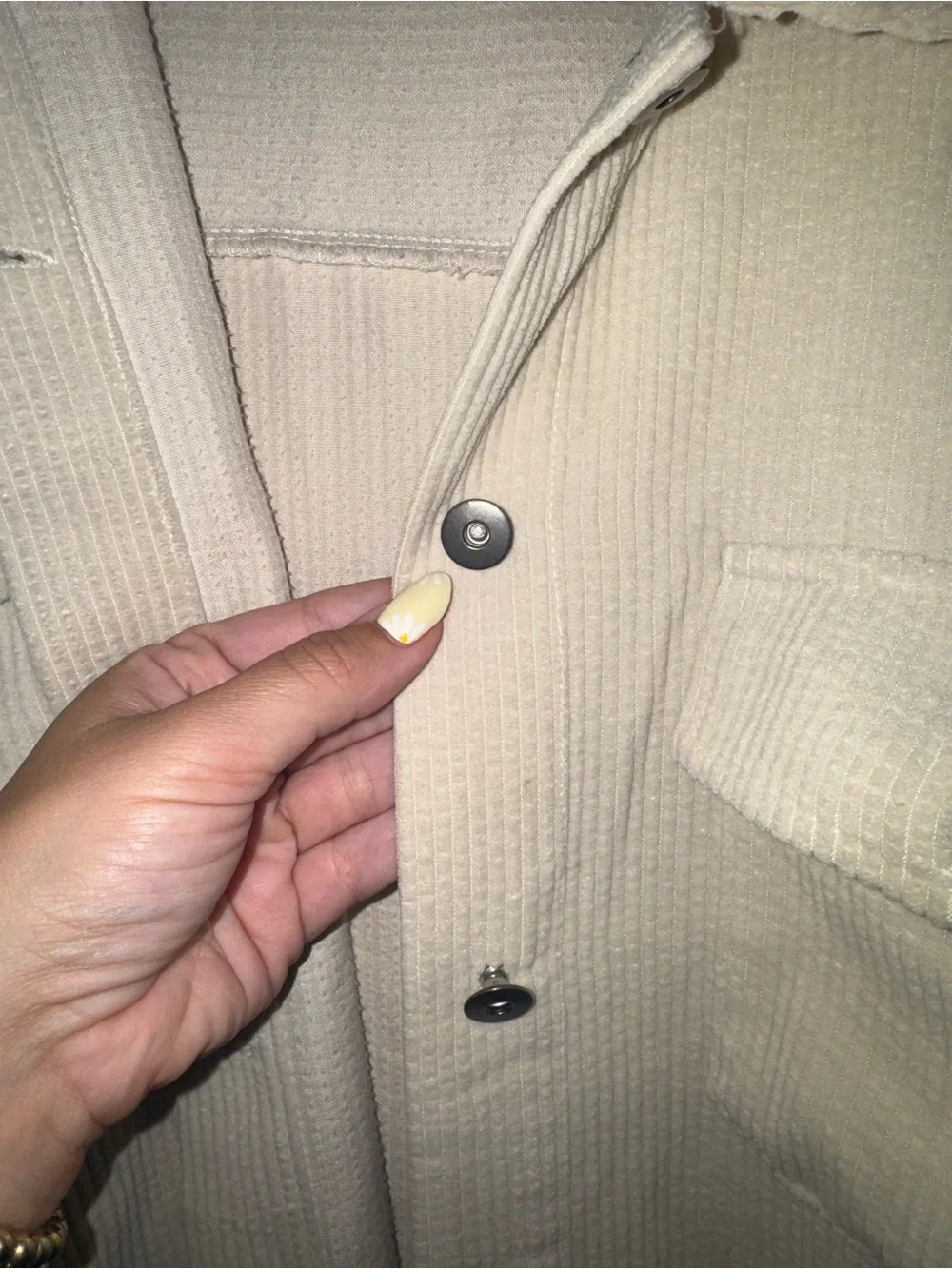 Cream Corduroy Button-Up Shacket by She + Sky